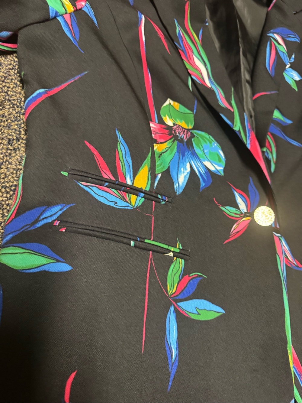 Anne Klein black Floral Single-Button Blazer with Bright Print - Picture 6 of 11